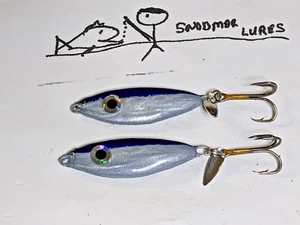 2- 3/4 oz SHAD Fishing Casting Jigging Lead Spoon Lures Blue / SILVER - Picture 1 of 5