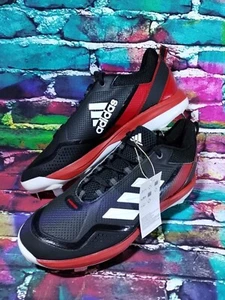 Adidas Icon 7 Metal Baseball Cleats Black Red White S23858 Mens Size 9 - Picture 1 of 14