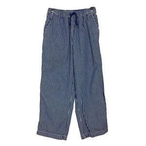 Hanna Andersson Boys Beach Pants Roll Up Navy Blue White Stripe Capri Sz 130 / 8 - Picture 1 of 7