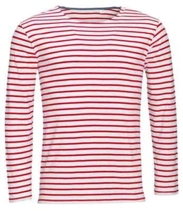 Camiseta a rayas de manga larga marina SOL'S SOL01402 para hombre - Imagen 1 de 2