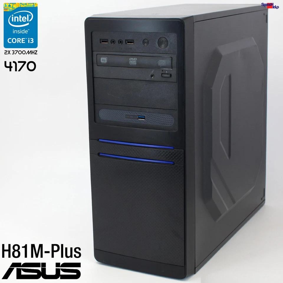 Asus H81M-Plus Intel Core i3 4170 Computer PC Windows 10 11 250GB SSD 8GB RAM - Image 1 of 4