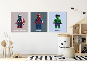 Superhero posters Set of 3 , Avenger Characters Collection, Boys Bedroom,lego - Picture 1 of 10