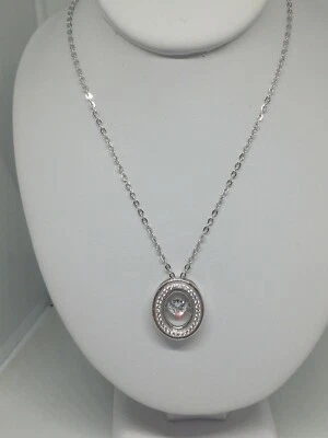 Collana collier ARGENTO DONNA PUNTO LUCE OVALE ZIRCONI RODIATO CM 45 - Immagine 1 di 4