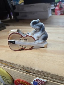 Vintage Elefant Cello Bass Made In Japan Aschenbecher Unikat Lustreware Boho Figur - Bild 1 von 4