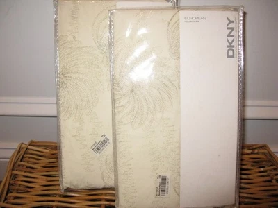 2 DKNY CITY CHARM Euro Shams Ivory Gold HTF New - Image 1 of 4