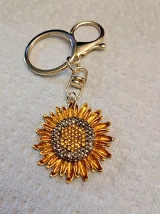 Sunflower Bag Charm Key Chain 3.5" Long X 1.5" Wide - Picture 1 of 4