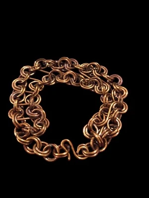 Vintage Copper Weave Bracelet with Ring Spring Clasp #B25 - image 1 of 3