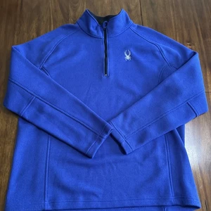Suéter de esquí Spyder XXL azul con cremallera de cuarto para hombre - Imagen 1 de 9