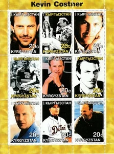 Kevin Costner s/s 9 Briefmarken; Kirgisistan 2000; Filmstars; Kino; postfrisch - Bild 1 von 1