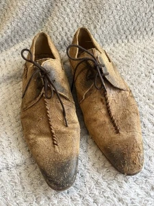H By Hudson Mens Shoes Suede Distressed Light Brown EU41 UK7 Formal - Imagen 1 de 13