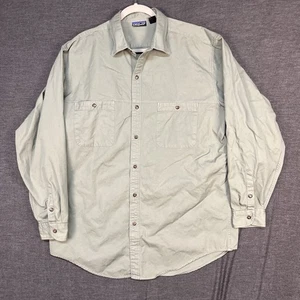 Vintage Patagonia Canvas Work Shirt Shirt Men’s L Gray Long Sleeve 90s Y2K Hike - Picture 1 of 7