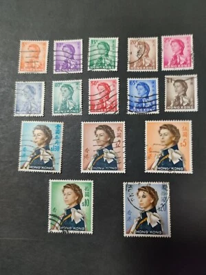HONG KONG 1962 QE II definitive set , Sc 203-217, FU - Image 1 of 2