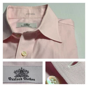 Oxxford Pink Pinpoint Oxford Shirt French Cuff Spread Collar Custom Slim 16.5 - Picture 1 of 14