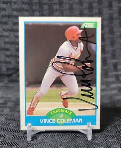 1989 Score Vince Coleman On Card IP Autograph Cardinals 💥