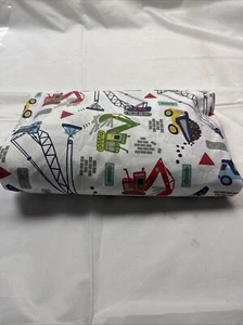 Pottery Barn Kids Construction Vehicles Queen Size Flat Sheet 90” x 98” Cotton - Picture 1 of 8