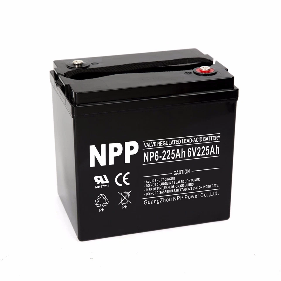Bateria solar NPP NP6-225Ah 6V 225Ah AGM SL para carrinho de golfe motor de pesca trailer - Imagem 1 de 4