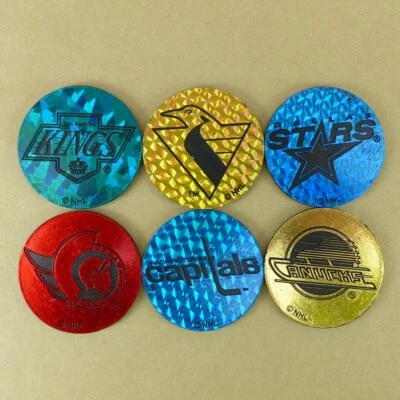 6 Plastic POG Kini Slammers NHL Hockey Authentic World Pog Federation WPF 1994 - Image 1 of 2