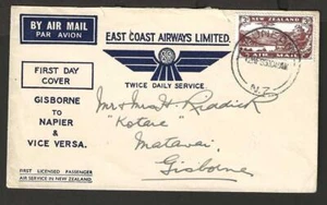 NUEVA ZELANDA, 1935 PRIMERA CUBIERTA DE VUELO DE GISBORNE A NAPIER, GISBOURNE CANCELAR - Imagen 1 de 1