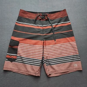 Ocean Current Board Swim Shorts Mens 34 Orange Gray Stripes Surf Beach Trunks - Picture 1 of 11