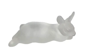 Vintage Lenox 1993 Frosted Satin Glass Crystal Bunny Rabbit Figurine Paperweight - Imagen 1 de 2