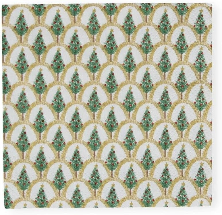 DECO CHRISTMAS GOLD Caspari 20 deluxe paper cocktail dessert beverage napkins - Image 1 of 1
