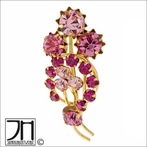 Strass Brosche Blumen Strauß Metall vergoldet paste pink brooch flowers - Bild 1 von 3