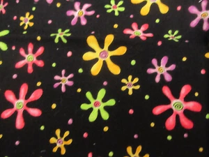Bright Colorful Print Spinners on Black Cotton Blank Textiles 36" x 48" piece - Picture 1 of 7