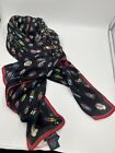 ALEXANDER MCQUEEN BLACK & RED JEWELLED BUGS SCARF 100% SILK MADE IN ITALY