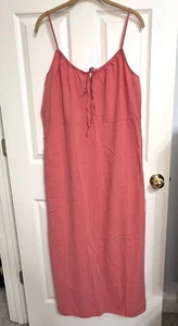 NWT Old Navy Size L Tall Peachy Coral Crinkled Midi/Maxi Cami Shift Dress - Picture 1 of 8