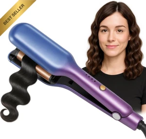 25mm 3 Barrel Wave Curling Iron 5 Temp Ceramic Gradient Blue Purple - Picture 1 of 12