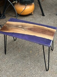 RIVER TABLE-Black Walnut with Purple Swirl Epoxy - Picture 1 of 10