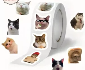 100 Mini Cute Cat Meme Stickers - Kitty Decals Phone Water Bottles Laptops - Picture 1 of 14