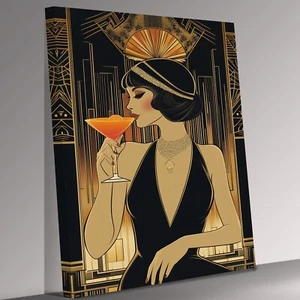 Art Deco Ladies Night Out Vintage Art Deco Canvas Print Wall Art Picture - Picture 1 of 6