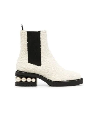 Nicholas Kirkwood Casati Pearl-Embellished Ankle Boots Size 38.5 EU MSRP $1,389 - Image 1 of 4