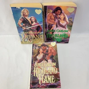 Vtg Joyce Carlow Book Lot of 3 Paperback Highland Fire Flame 90s Irish Romance - Foto 1 di 11
