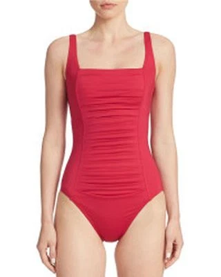 Nuevo con etiquetas Traje de baño Calvin Klein plisado frontal de una pieza talla 8 fresa (K4) Foto 1 de 2