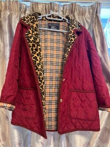 Burberry Coat L US8 Nova Check Leopard Print Authentic Women's - Picture 1 of 8