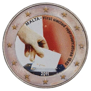 Malte - 2 euros colorisée - 2011 - Élection des premiers représentants de Malte - Imagen 1 de 2
