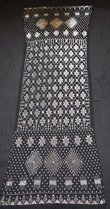Bufanda chal envolvente de tela de tul/tela de metal plateado egipcio negro - Imagen 1 de 5