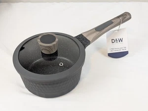 D&W Deane & White 7" Kochtopf 1,9 Quart mit Deckel schwarz mit braunem Griff belüfteter Deckel - Bild 1 von 9