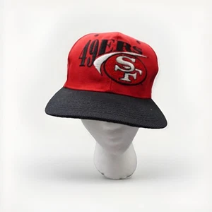 Vintage 49ers Snapback Hat SF Big Logo Football Cap NFL Red Black Flat Bill - Picture 1 of 15