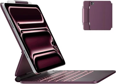 Estuche tipográfico M5 EDGE rojo frambuesa mágico teclado estuche iPad Pro 11 pulgadas M5 y M4 Foto 1 de 4