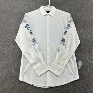 VINTAGE INC Shirt Mens Small White Button Up Long Sleeve Tribal Embroidered Y2K - Picture 1 of 9