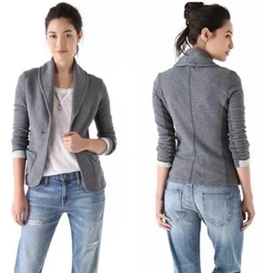 Standard James Perse Women Blazer Gray Jacket Workwear Cotton Career 3 L - Picture 1 of 7