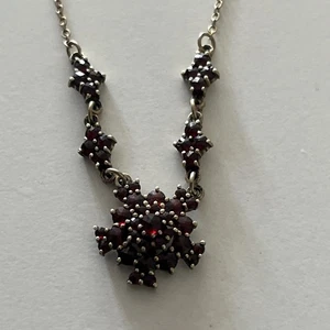 Vintage - Zartes Granat Collier - Silber -900 G2vergoldet  - punze - Bild 1 von 15