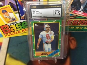 1986 Topps Steve Young #374 Rookie RC Card CSG 7.5 Graded card Near Mint - Picture 1 of 2