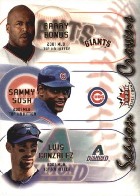 2002 Fleer Triple Crown Season Crowns #1 Barry Bonds/Sammy Sosa/Luis Gonzalez  - Image 1 of 2
