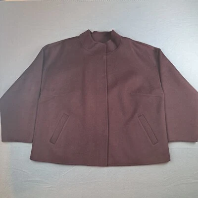 Cardigã Eileen Fisher 2X Snap Front Ameixa Roxa Lã Cashmere Mescla Novo sem etiquetas - Imagem 1 de 4