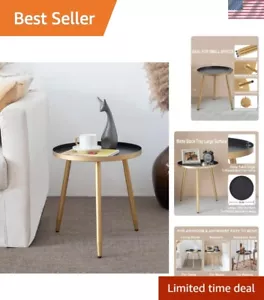 Side Table: End Table for Any Room - Round Side Tables for Small Spaces - Bla... - Picture 1 of 7