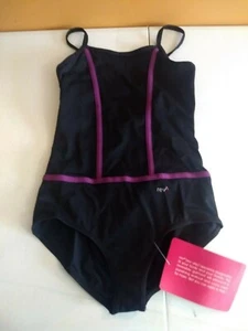 Tanztrikot groß Kind schwarz mit lila gekreuztem Rücken Cami Revolution Ballett Jazz - Bild 1 von 2